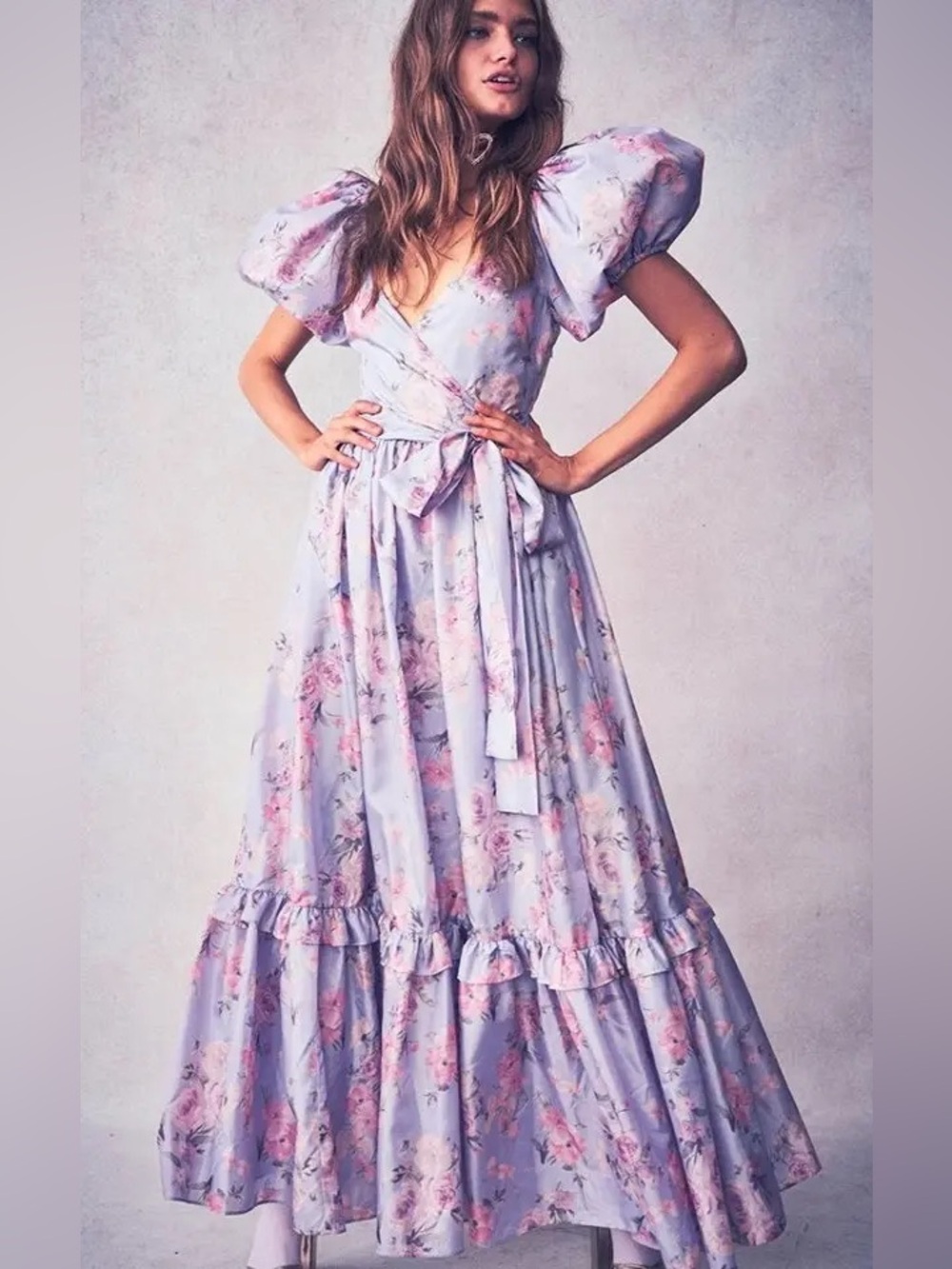 NWT LoveShackFancy Ida Hibiscus Lavender Purple Floral Taffeta Maxi Dress Gown 8 - Picture 5 of 15